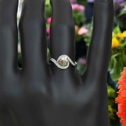 Timeless Elegance: Pear-Shaped Champagne Moissanite Halo Ring